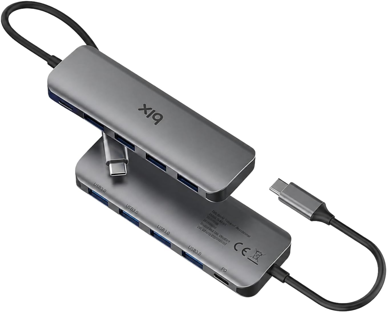 BX07HB USB-C Hub 4x USB 3.0 PD Şarj 5Gbps Mac Windows Uyumlu Alüminyum Çoklayıcı Gri Adaptör HUB