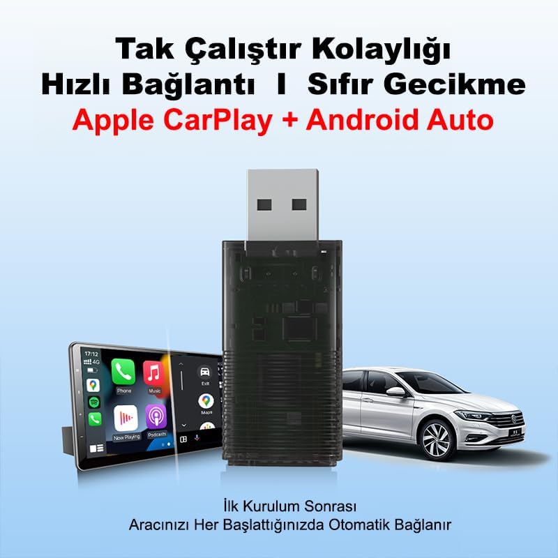 Mini Pro Duo 2in1 Araç Kiti Wireless/Kablosuz Carplay ve Android Auto Adaptörü