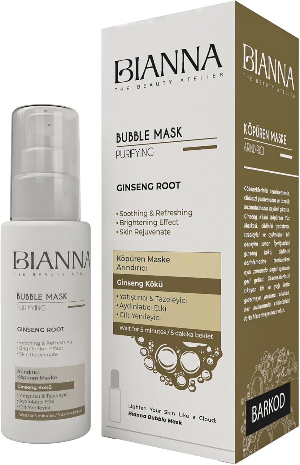 Köpüren Maske Bubble Mask Ginseng Özlü ve Yatıştırıcı Cilt Bakım Maskesi - 75 ml