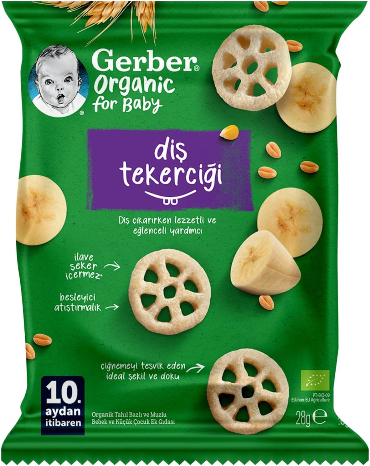 Organic Diş Tekerciği Tahıl Bazlı ve Muzlu Bebek ve Küçük Çocuk Ek Gıdası 28g