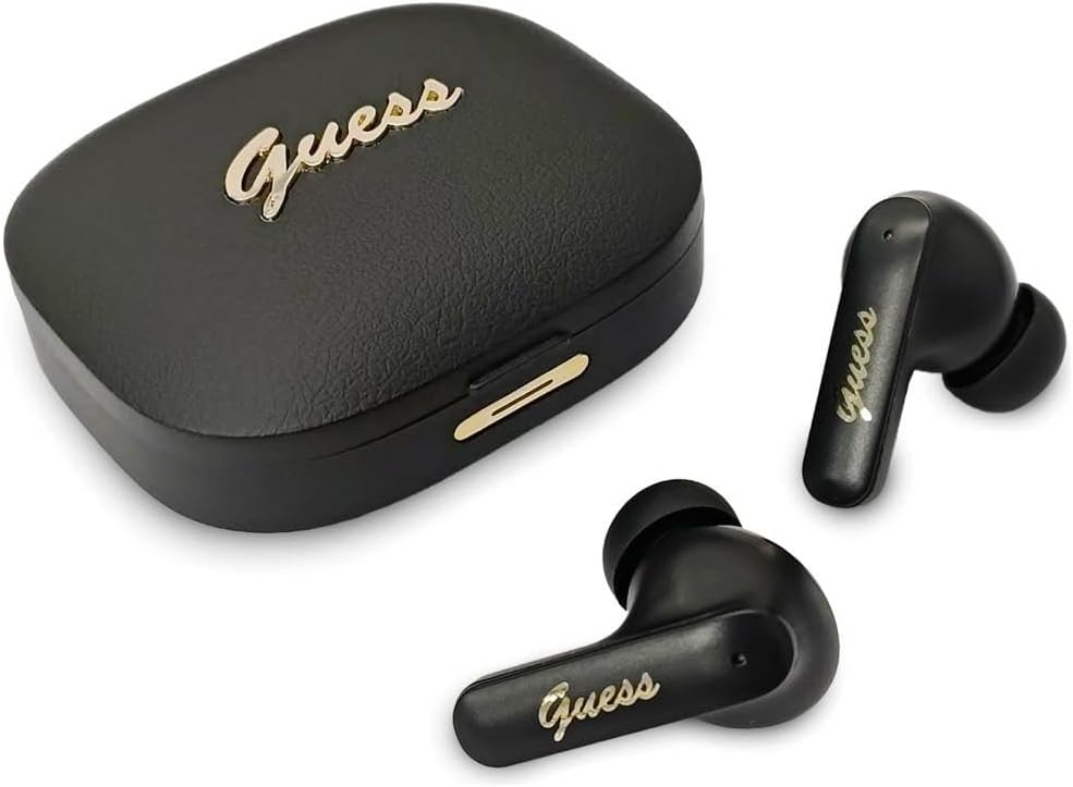 Guess TWS Script Metal Logo Kulaklık (Siyah)