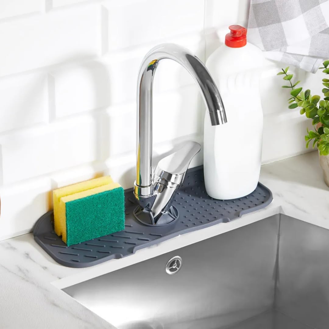 Elastik Musluk Matı Su Tutucu Düzenleyici Silikon Kaydırmaz Mutfak Eyve Banyo Lavabo Tezgah Üstü Matı
