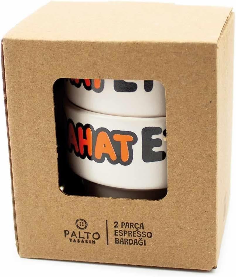 Evin Hanımı & Evin Beyi 2'li Espresso Bardak Seti - Hediye Seramik Fincan