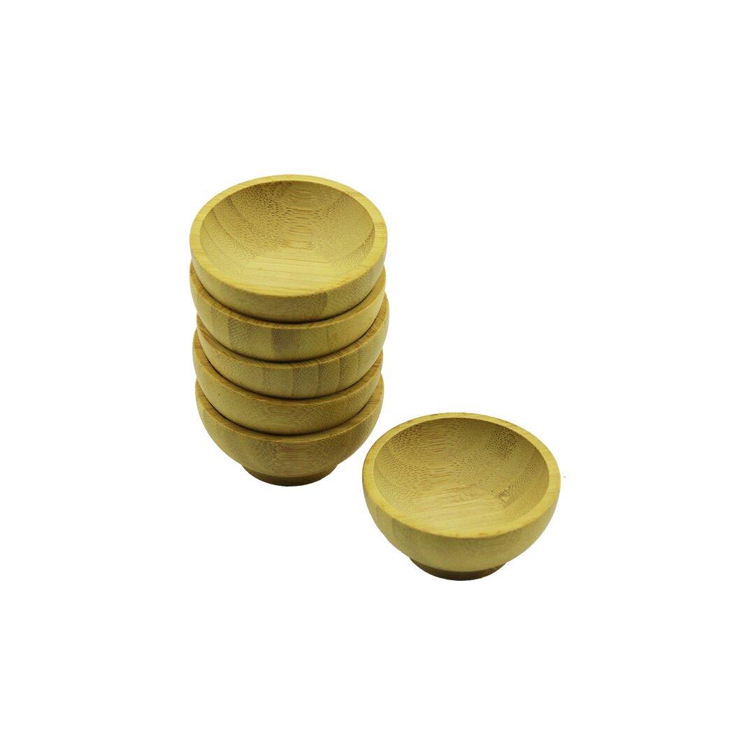 6 ADET MİNİ AHŞAP BAMBU LOKUMLUK - ÇEREZLİK KASE DERİNLİK: 1.5CM - ÇAP: 6.2CM