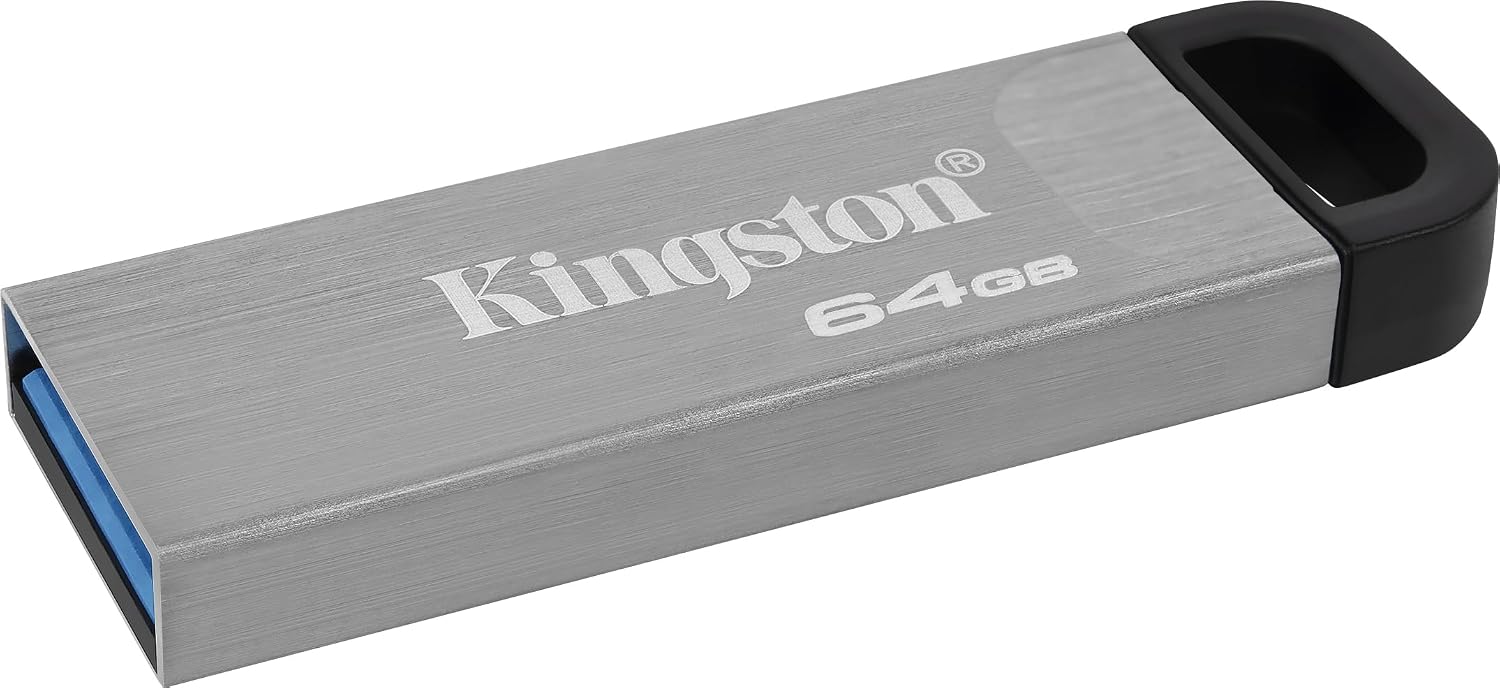DataTraveler Kyson 64GB USB Flash Bellek Şık, Kapaksız Metal gövdeli 200MB/s ye Varan Okuma DTKN/64GB