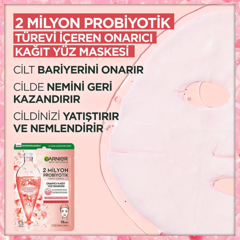 2 Milyon Probiyotik Türevi İçeren Onarıcı Kağıt Yüz Maskesi