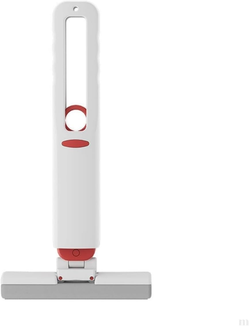 Sıkmalı Mini Mop, Beyaz ve Kırmızı, Kompakt Temizlik Aparatı, Cam Fayans Tezgah Banyo için, Tek Elle Kullanım, Ergonomik Tasarım