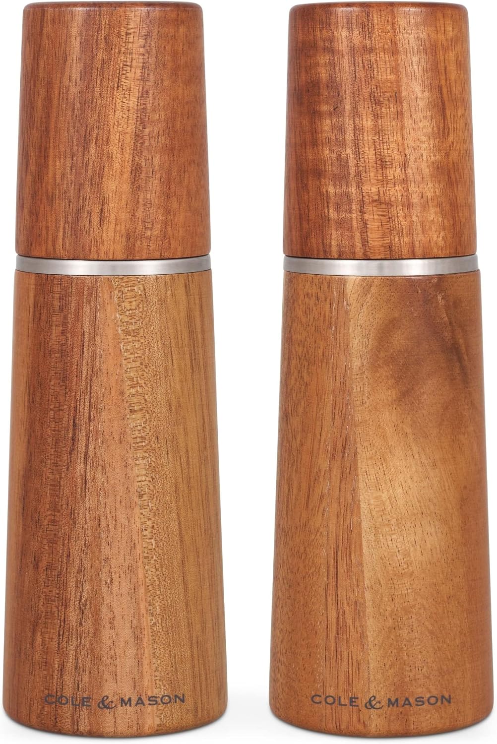 Marlow Acacia ahşap tuz değirmeni ve karabiber değirmeni, 2'li set, akasya ağacı, 18,5 cm, baharat değirmeni, geleneksel ayarlanabilir değirmen seti, seramik değirmenli, H322225