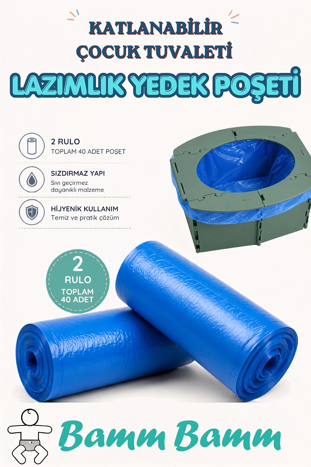 Lazımlık Poşeti - Katlanabilir Çocuk Tuvaleti Lazımlık Yedek Poşeti