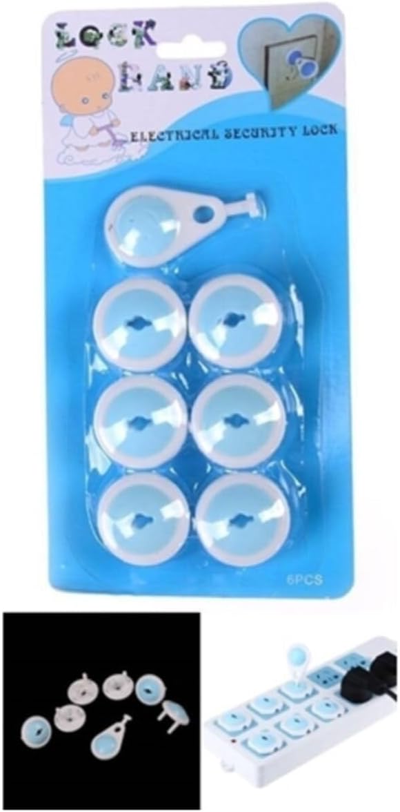 Homecare Anahtarlı Çocuk Koruma Priz Kilidi, 6'lı Set, Karışık Renk