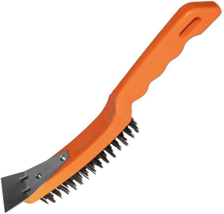 ® Spatulalı Çelik Tel Fırça 270 mm Metal Kazıma Temizleme Pas Sökücü Çelik Kıllı El Tipi Nalbur Fırçası Mangal Izgara Temizleyici Kazıyıcı