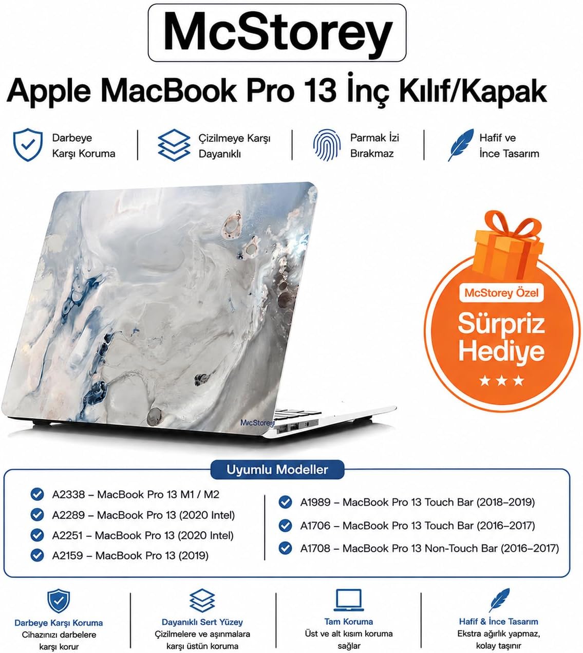 MacBook Pro 13 Mermer Desenli Kılıf A1706 A1708 A1989 A2159 A2251 A2289 A2338 M1 M2 Uyumlu Baskılı Sert Kılıf İnce Hafif Koruyucu Kapak R-39