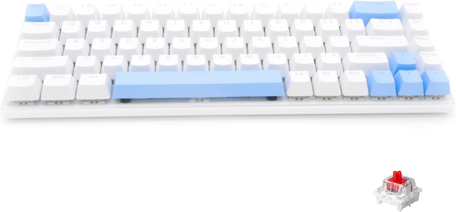 Skylion K68 68 Tuşlu Aydınlatmalı Drinkey Red Kırmızı Switch Mekanik Kompakt 65% Klavye Beyaz