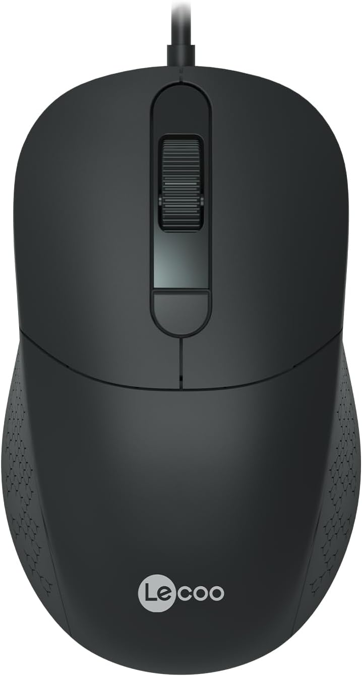 MS102 USB Kablolu 2400DPI 4 Tuşlu Mouse -Sessiz PC, Mac, Dizüstü Bilgisayar için, Windows, Linux ve Mac ile Uyumlu Sağ ve Sol Elle Kullanıma Uygun, 99gr Hafif Optik Mouse Siyah