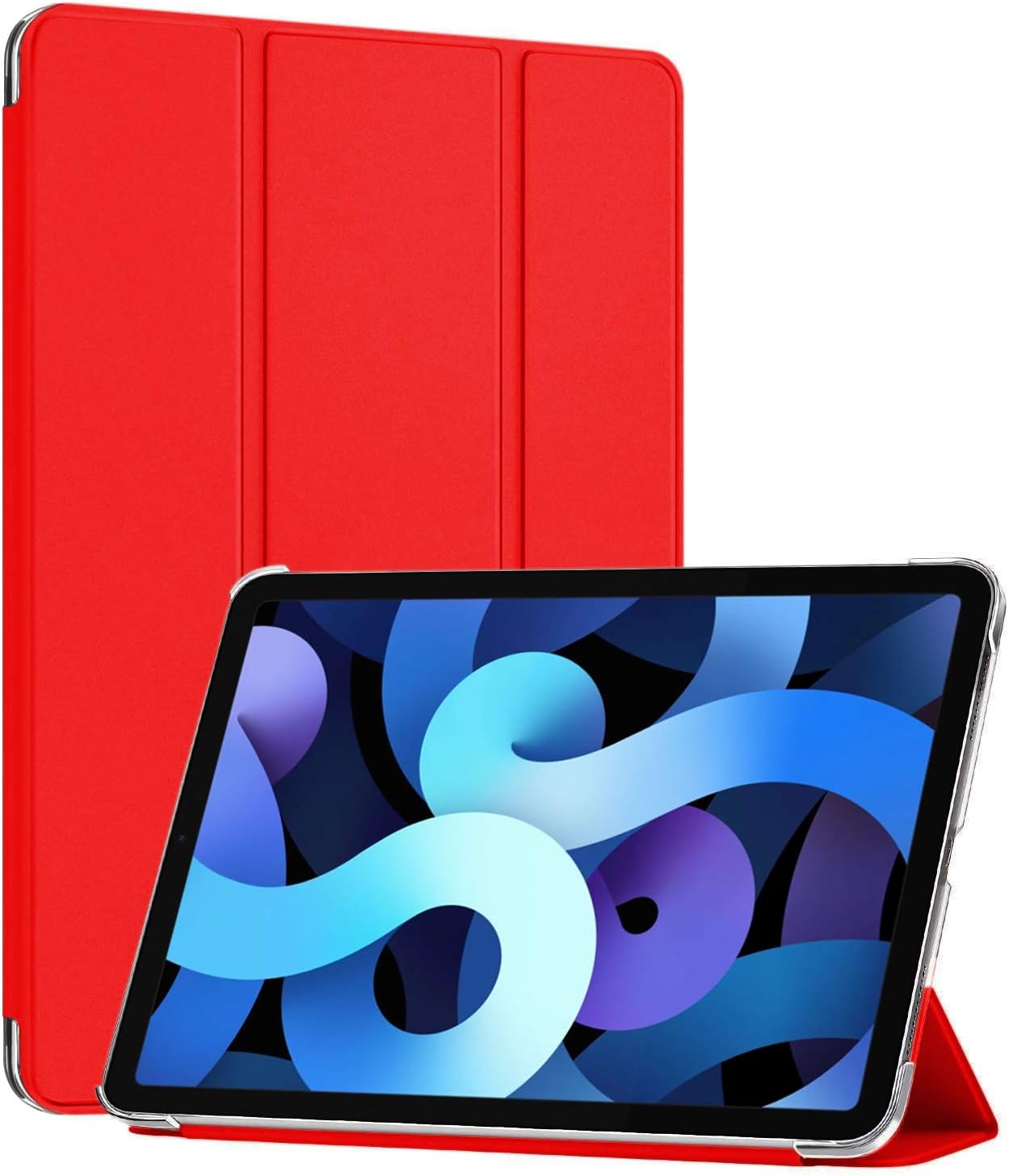 Apple iPad Air 11 2025 Kılıf (A3266-A3267) Slim Translucent Back Smart Cover Kırmızı [iPad Air 11 2025 ile Uyumlu Kılıf - Kırmızı]
