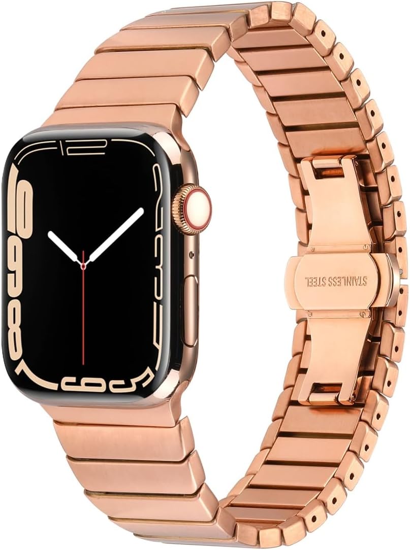 ​​​Apple İle Uyumlu Watch 42mm Kordon KRD-79 Metal Strap Kayış Rose Gold