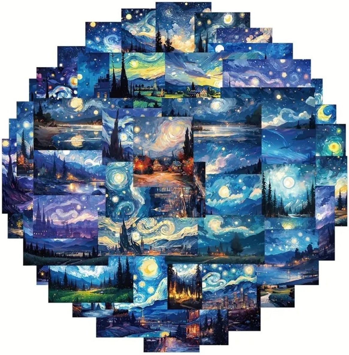 50'Li Van Gogh Stickers, Sticker Seti Laptop Notebook Tablet Sticker Seti, 876486841564