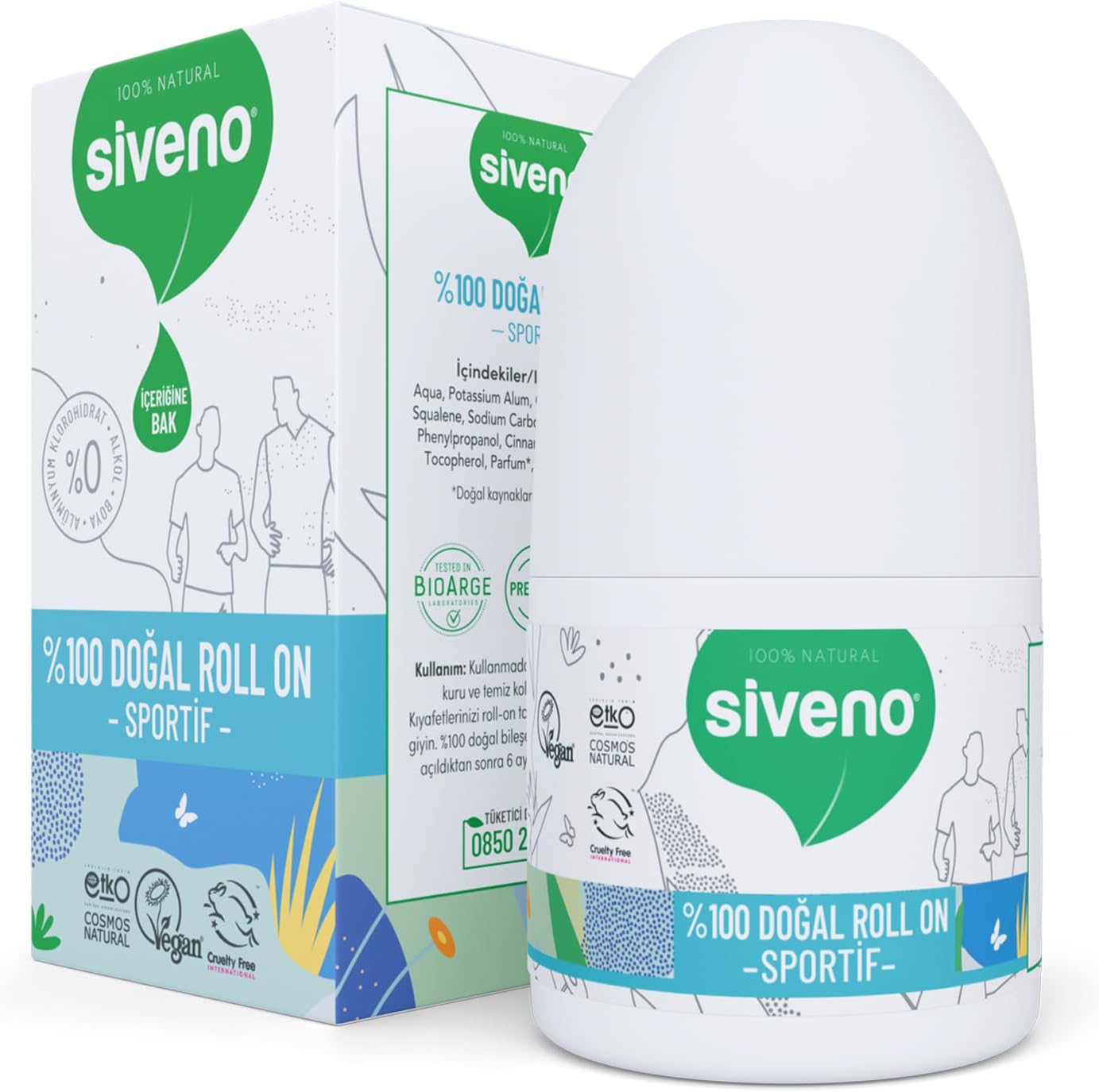 %100 Doğal Roll-On Sportif Sporcu Deodorant Ter Kokusu Önleyici Bitkisel Lekesiz Vegan 50 ml
