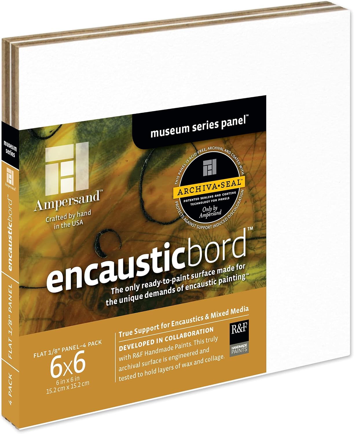 Ahşap Boyama Paneli: Müze Serisi Encausticbord, 6x6, 1/8 İnç Derinlik 4