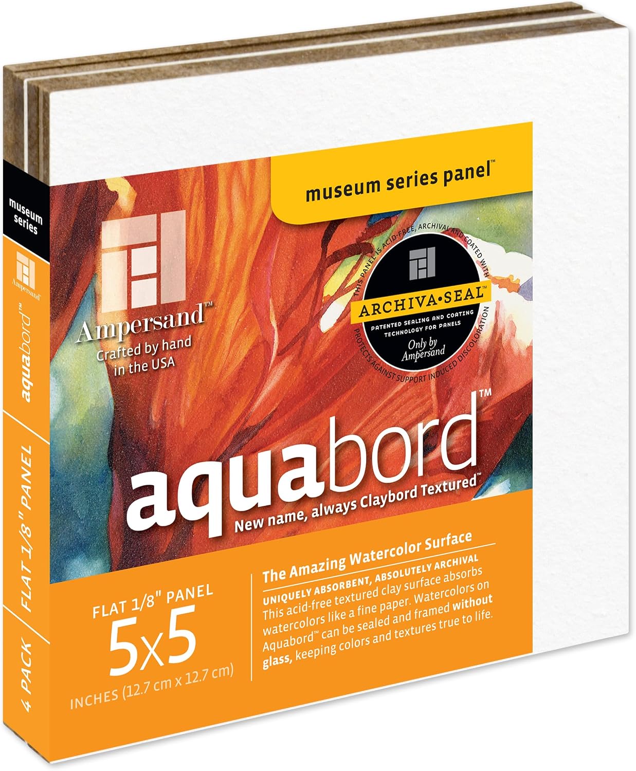 Suluboya Resim Paneli: Museum Series Aquabord, 1/8 İnç Düz Profil, 5" x 5" - 4'lü Paket
