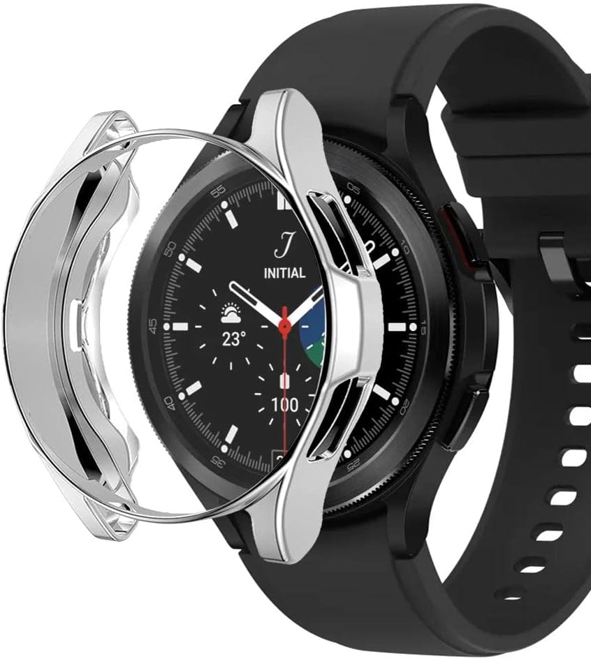 Samsung Galaxy Watch 4 Classic 46mm için Kılıf 360 Full Round Soft Silicone Gümüş [Galaxy Watch 4 Classic 46mm ile Uyumlu Kılıf - Gümüş]