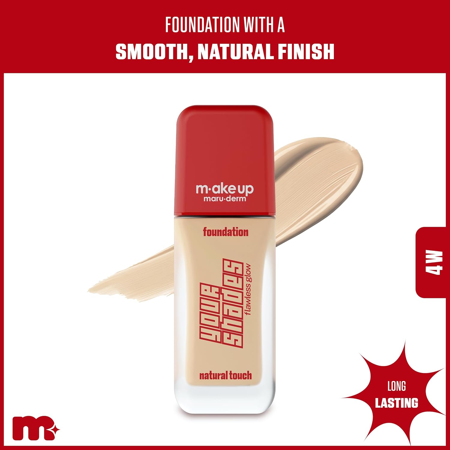 make up maruderm Pürüzsüz Görünüm Sağlayan Yarı Mat Bitişli Uzun Süre Kalıcı Fondöten 4W 30 ML