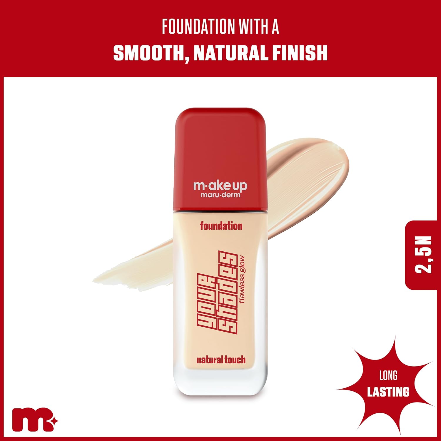 make up maruderm Pürüzsüz Görünüm Sağlayan Yarı Mat Bitişli Uzun Süre Kalıcı Fondöten 2,5N 30 ML