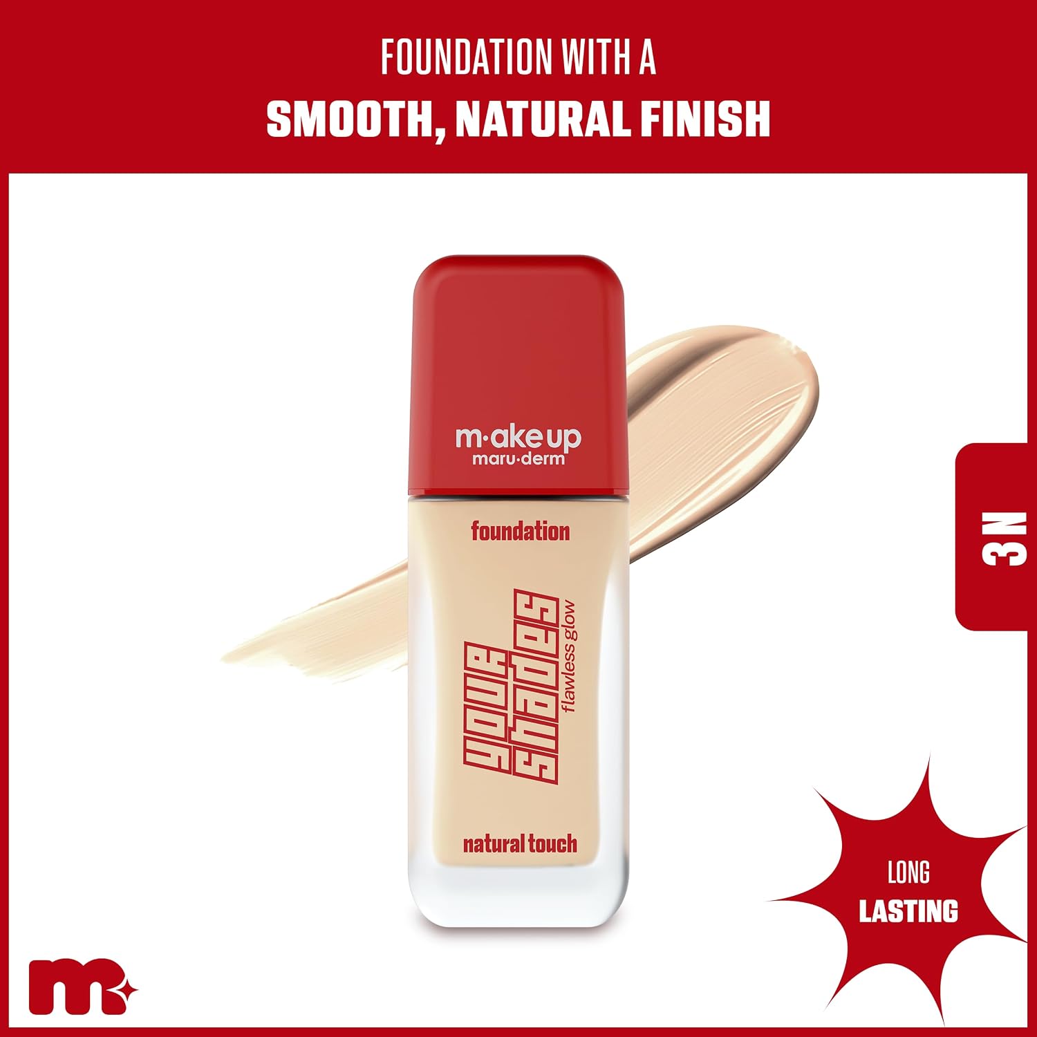 make up maruderm Pürüzsüz Görünüm Sağlayan Yarı Mat Bitişli Uzun Süre Kalıcı Fondöten 3N 30 ML