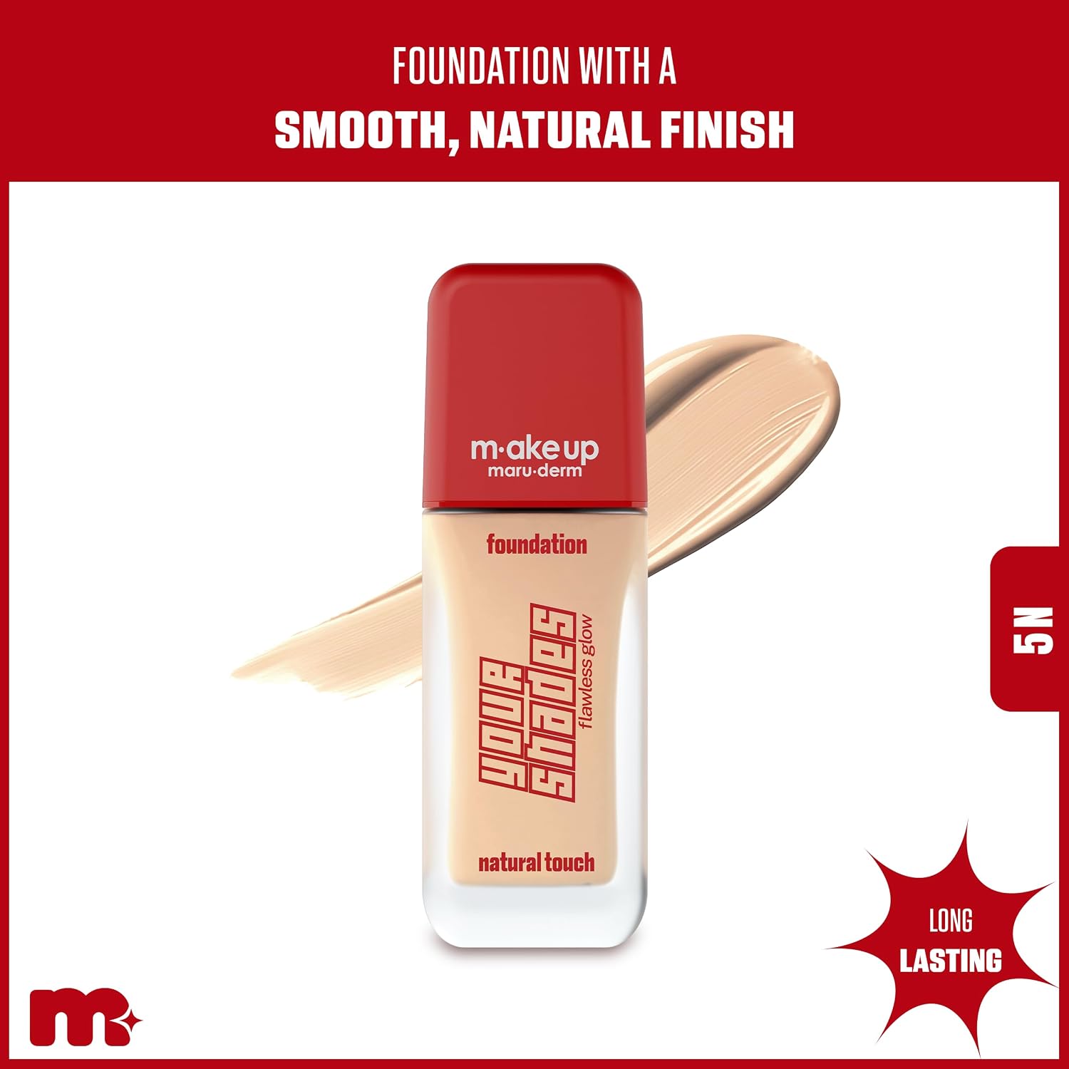 make up maruderm Pürüzsüz Görünüm Sağlayan Yarı Mat Bitişli Uzun Süre Kalıcı Fondöten 5N 30 ML