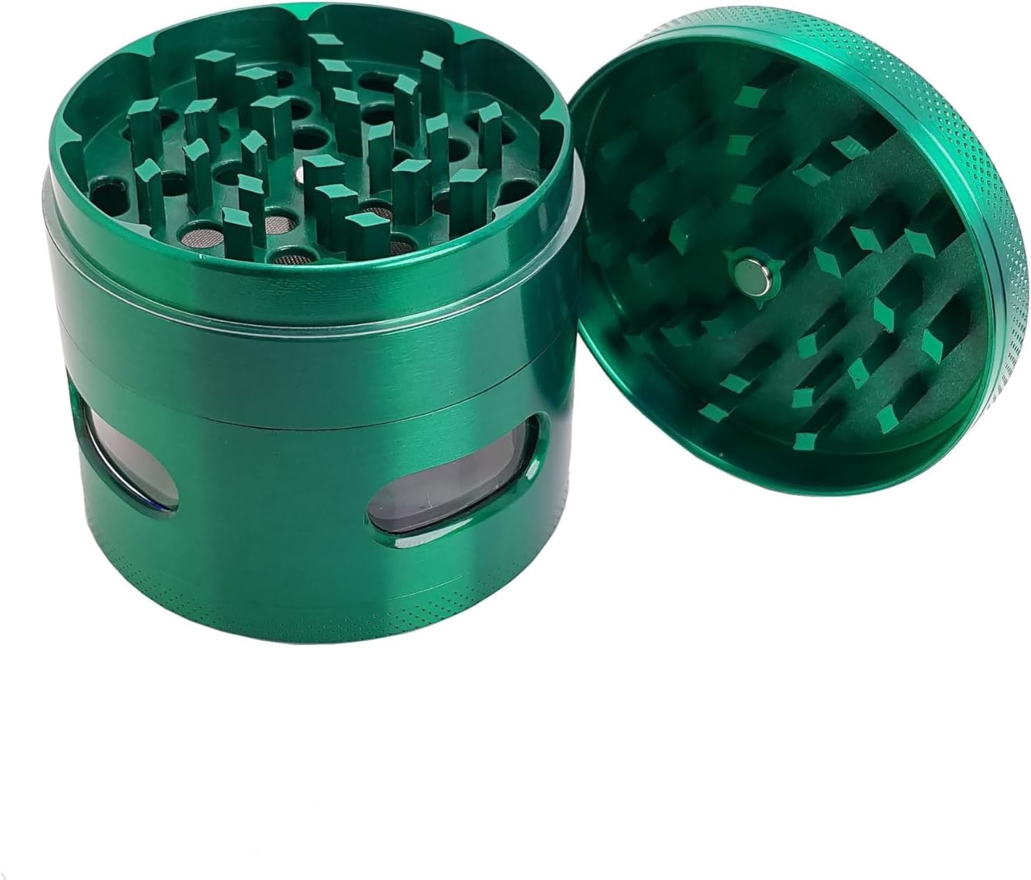 Pencereli 63 mm. Yeşil Tütün Baharat Herbal Öğütücüsü Parçalayıcı pt94ys