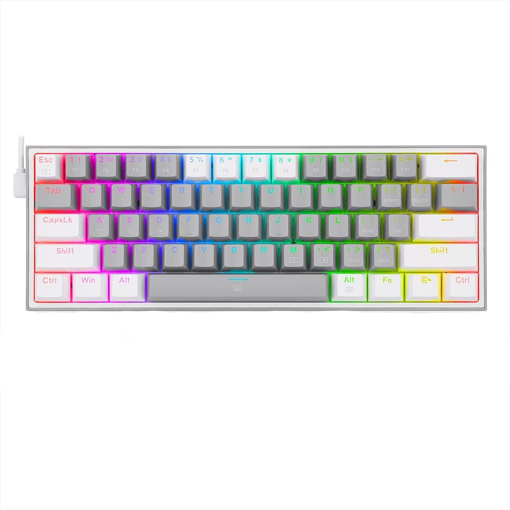 K617-RGB 16,8 Milyon RGB Aydınlatma, Red Switch Fizz%60 Q Türkçe Kablolu Mekanik Oyuncu Klavyesi Gri Beyaz