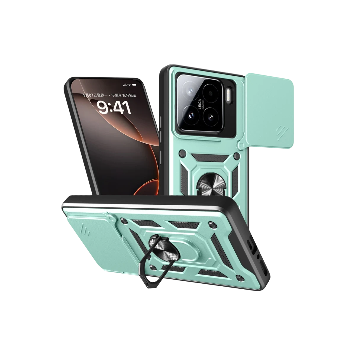 Xiaomi Mi 15 Kılıf Pars Lens Yüzüklü Silikon - Yeşil