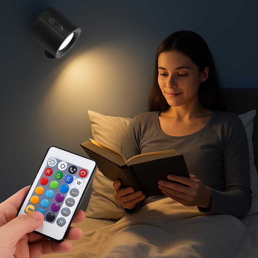 Magnetik Yapışkanlı Uzaktan Kumandalı Işık Oda Salon Işıklandırmak için Lamba İç Mekan için Uygun Şarjlı Aydınlatma Yatak Odası Çocuk Odası Aydınlatması BD80A (BD80A - Siyah)
