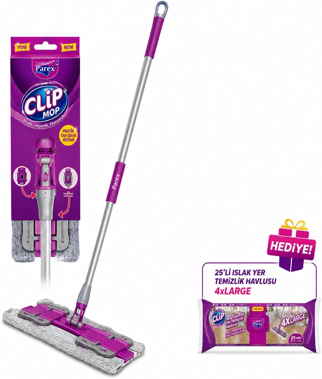 Clip Mop Yer Temizlik Sistemi Kutulu Mop Uyumlu Yer Temizlik Havlusu 4Xl 25’Li Hediye