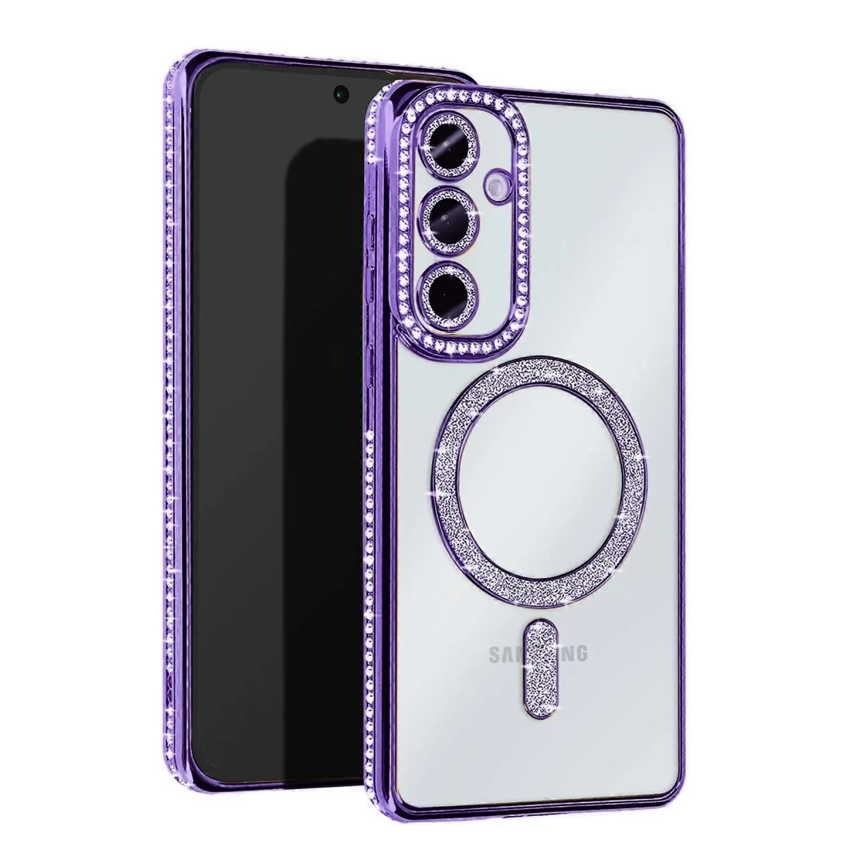 Samsung Galaxy A35 5G Joke Simli Magneticsafe Kılıf - Derin Mor