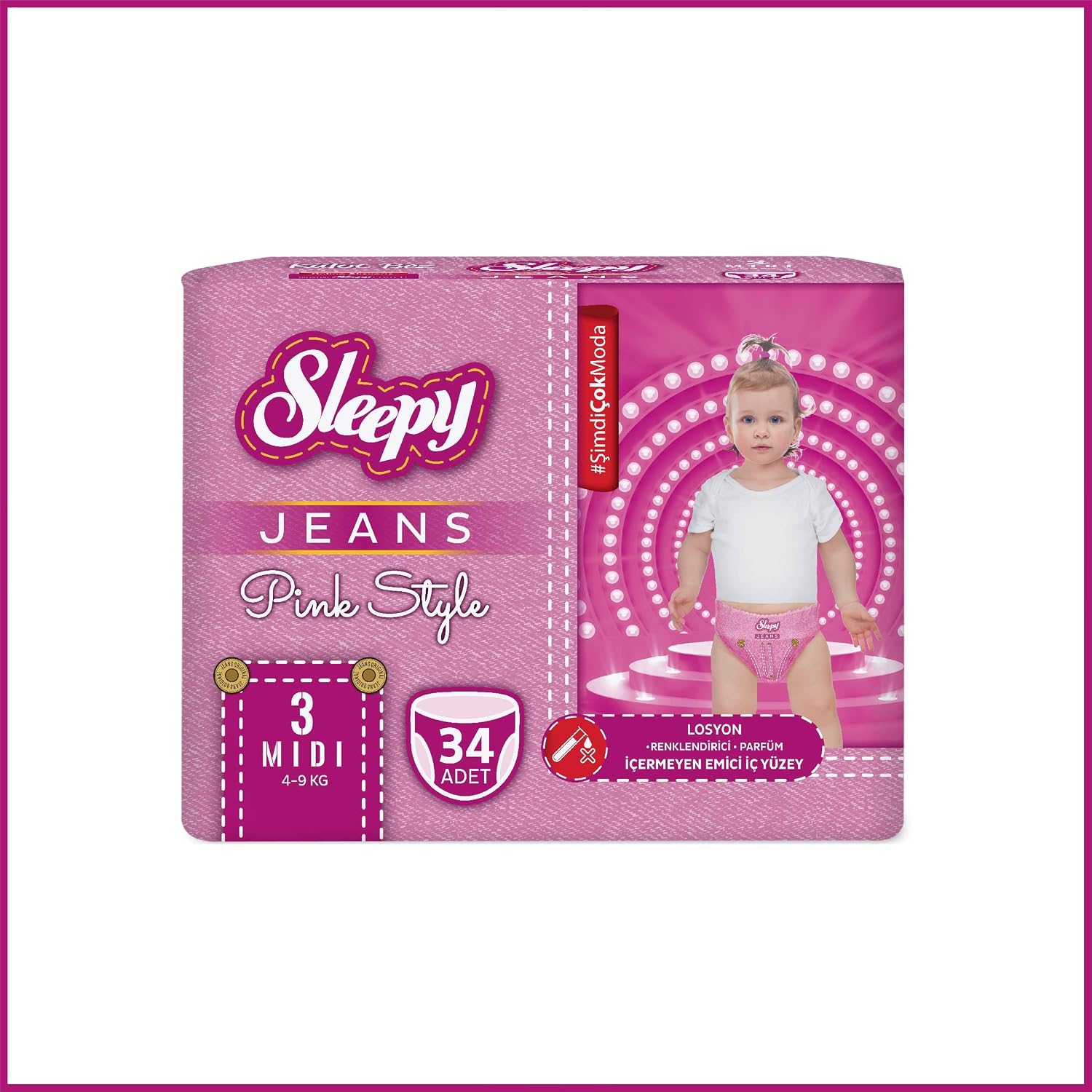 Pink Jeans Külot Bez 3 Numara Midi 34 Adet