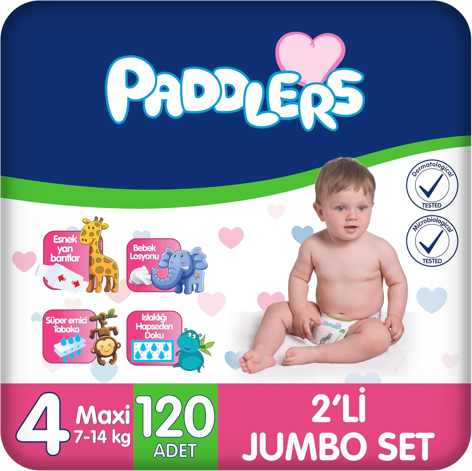 Bebek Bezi 4 Numara Maxi (7-14 Kg) 120 Adet – 2’li Jumbo Set
