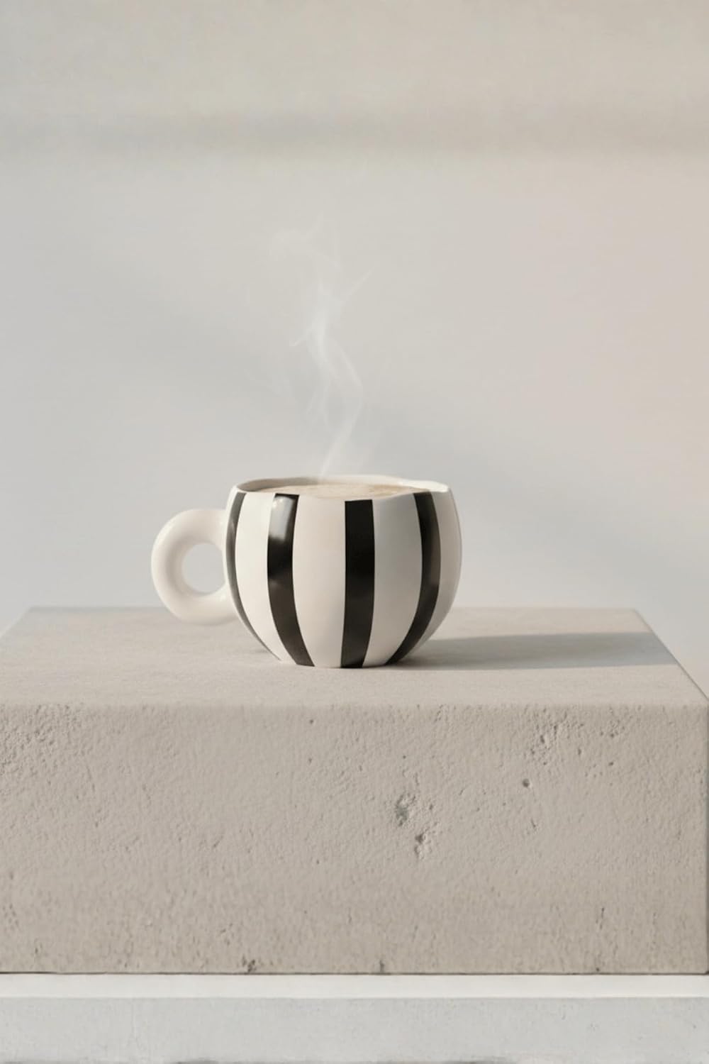 El Yapımı Seramik Siyah Çizgili 400 ml Çay Kahve Mug Kupası MIT1322