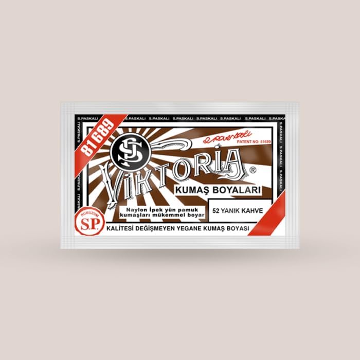 Viktoria Kumaş Boyasi 52 Yanık Kahve - (3 PAKET BOYA + 2 PAKET FİSKE)