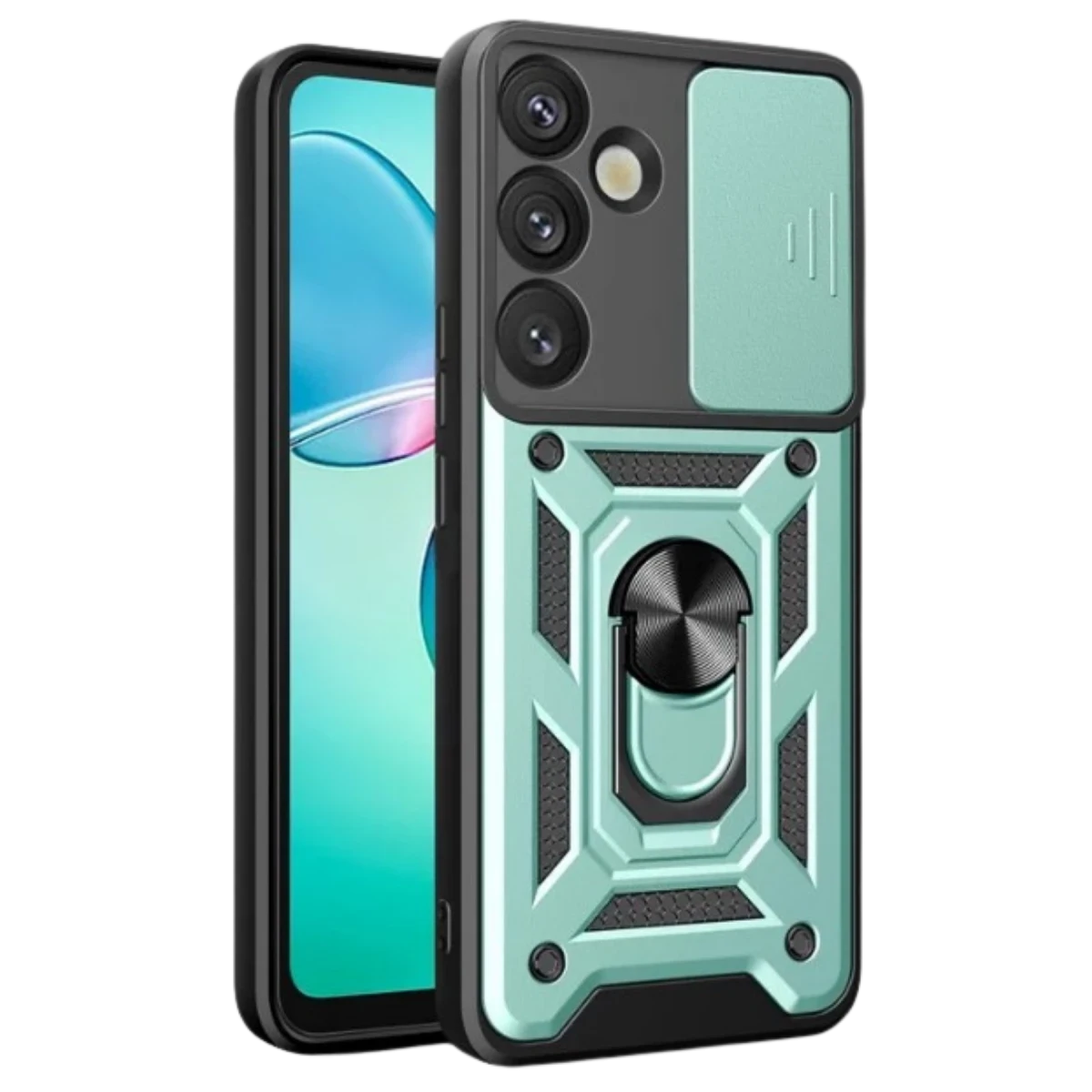 Samsung Galaxy A17 5G Pars Lens Yüzüklü Silikon - Yeşil