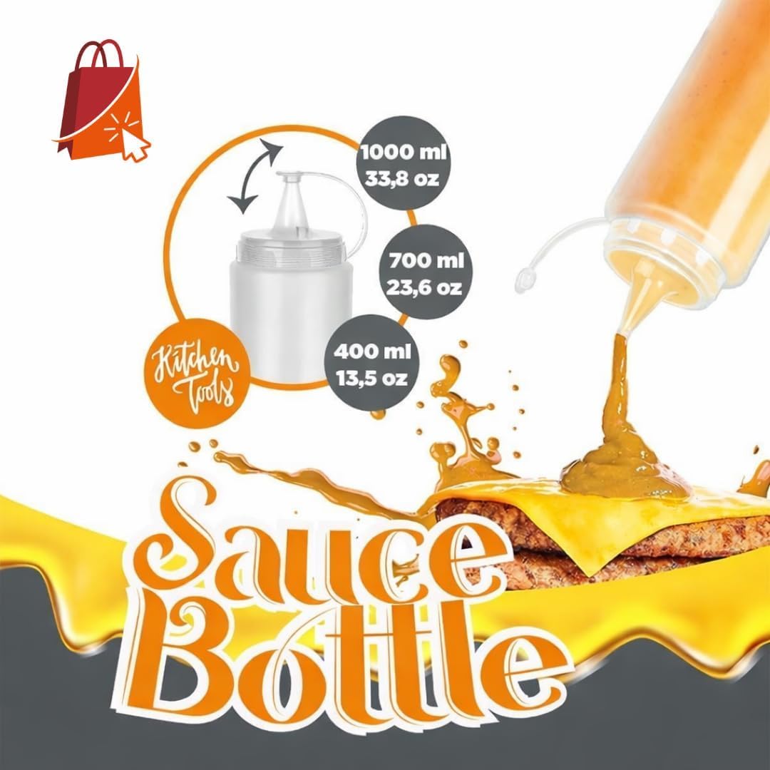 Sos Şişesi Sosluk Ketçap Mayonez Sızdırmaz Yağlık Sirkelik İnce Uçlu Plastik Şişe BPA FREE (Şeffaf, 700 ml)(2)