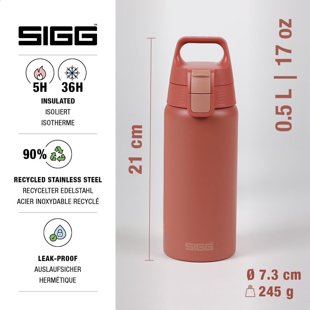 Yalıtımlı içecek şişesi – Shield Therm One Eco Red – gazlı içecekler için uygundur – sızdırmaz, bulaşık makinesinde yıkanabilir – BPA içermez –%90 geri dönüştürülmüş paslanmaz çelik – kırmızı
