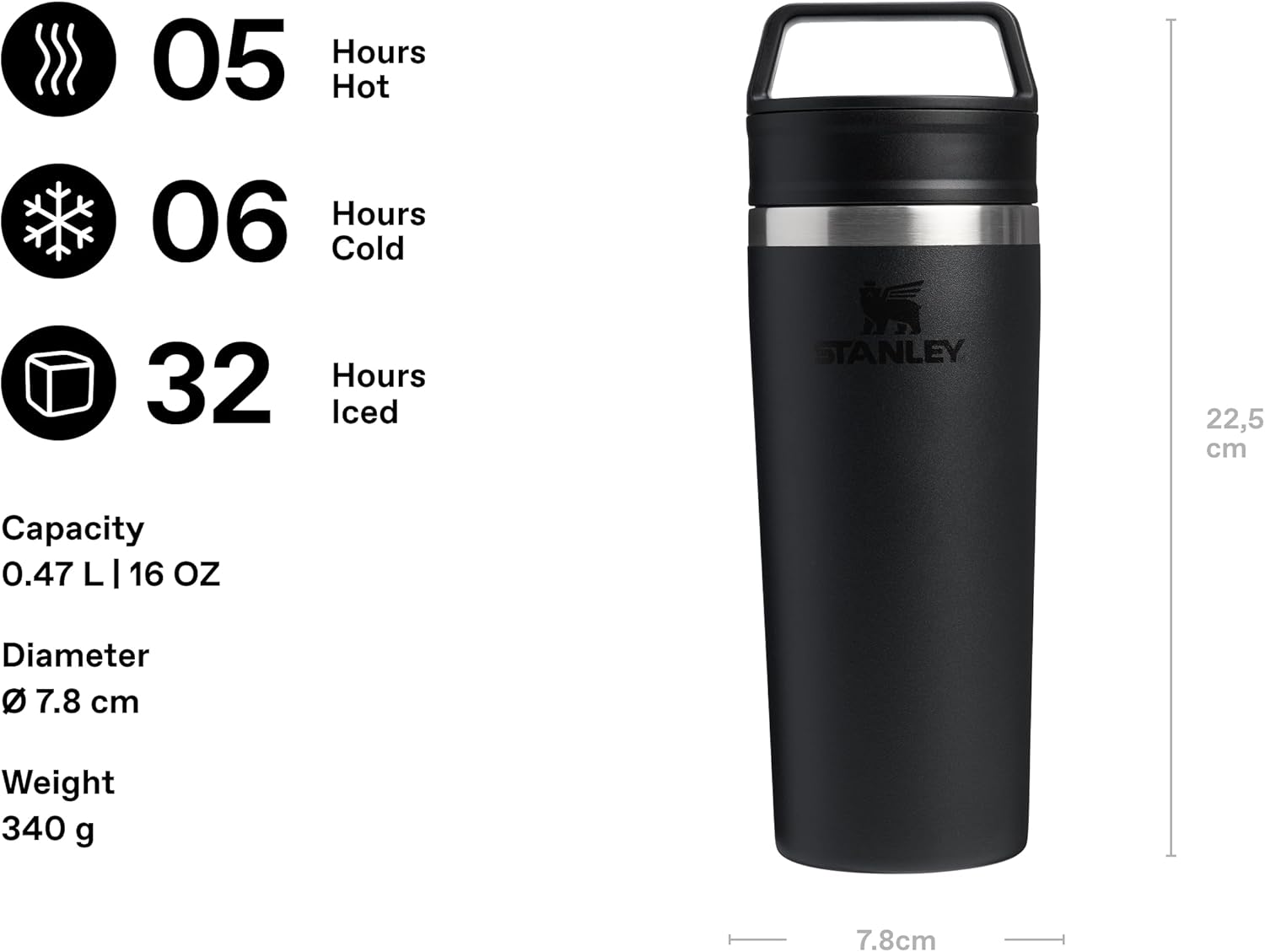 Café-to-Go Termos Bardak 0.47 Litre - Siyah 2.0 | Paslanmaz Çelik