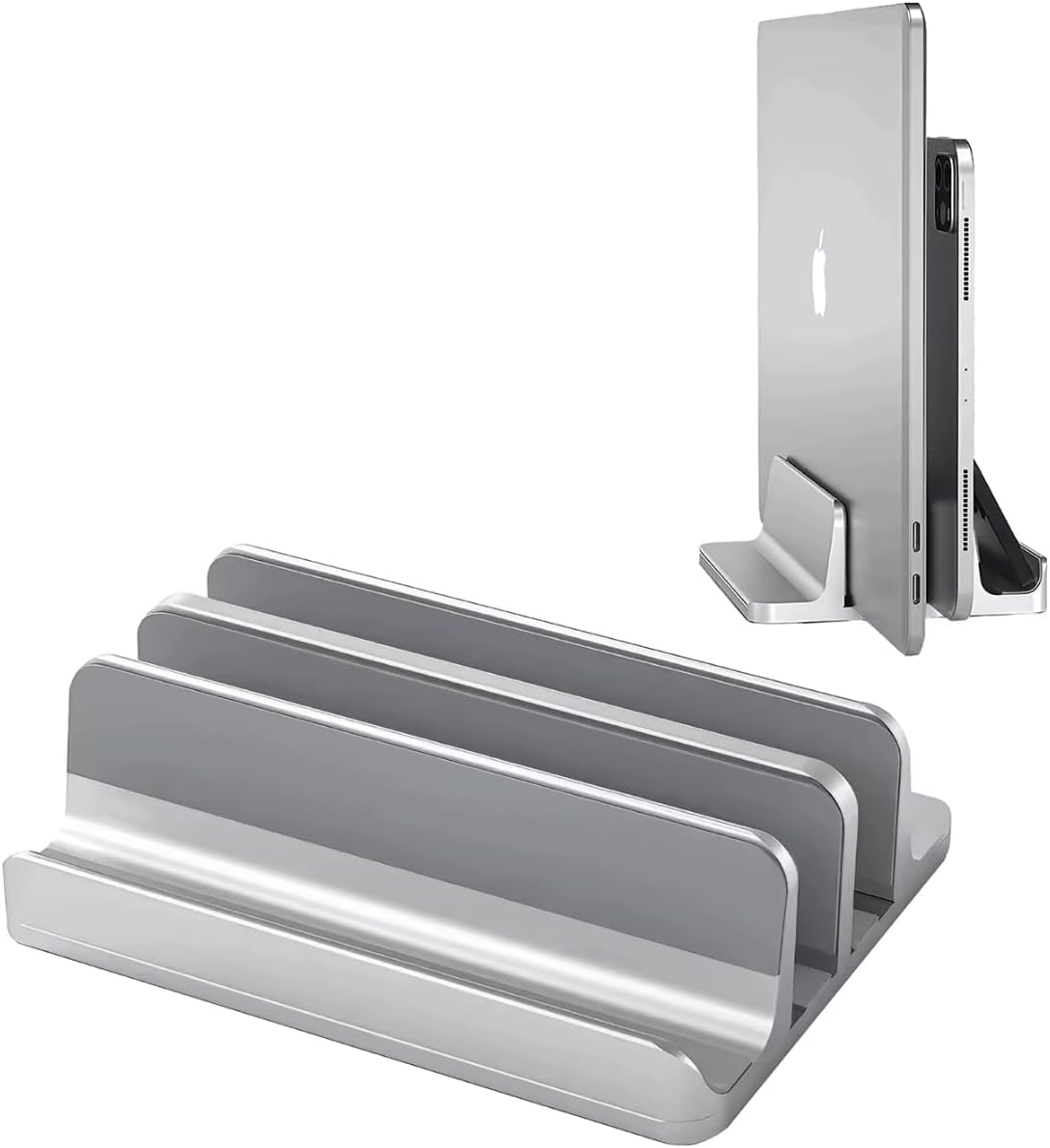 Laptop Standı Dikey Metal Stand MacBook ile Uyumlu Ergonomik Notebook Bilgisayar Tutucu Masaüstü Düzenleyici Alüminyum Gümüş