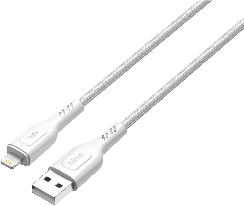 KNIT 2A Çıkış, USB-A to Lightning Şarj ve Data Aktarım Kablosu, Örgü Tasarım, 1 metre, Beyaz