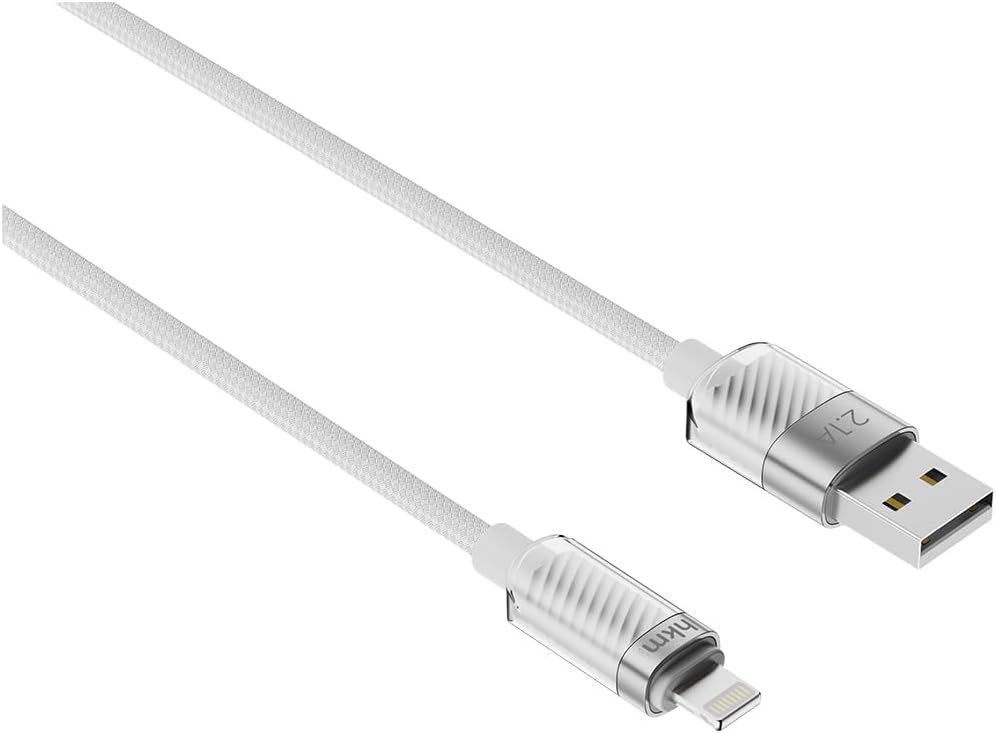 KNIT GLAM 2.1A hızlı şarj destekli, USB-A to Lightning Şarj ve Data Aktarım Kablosu, 1 metre, Beyaz