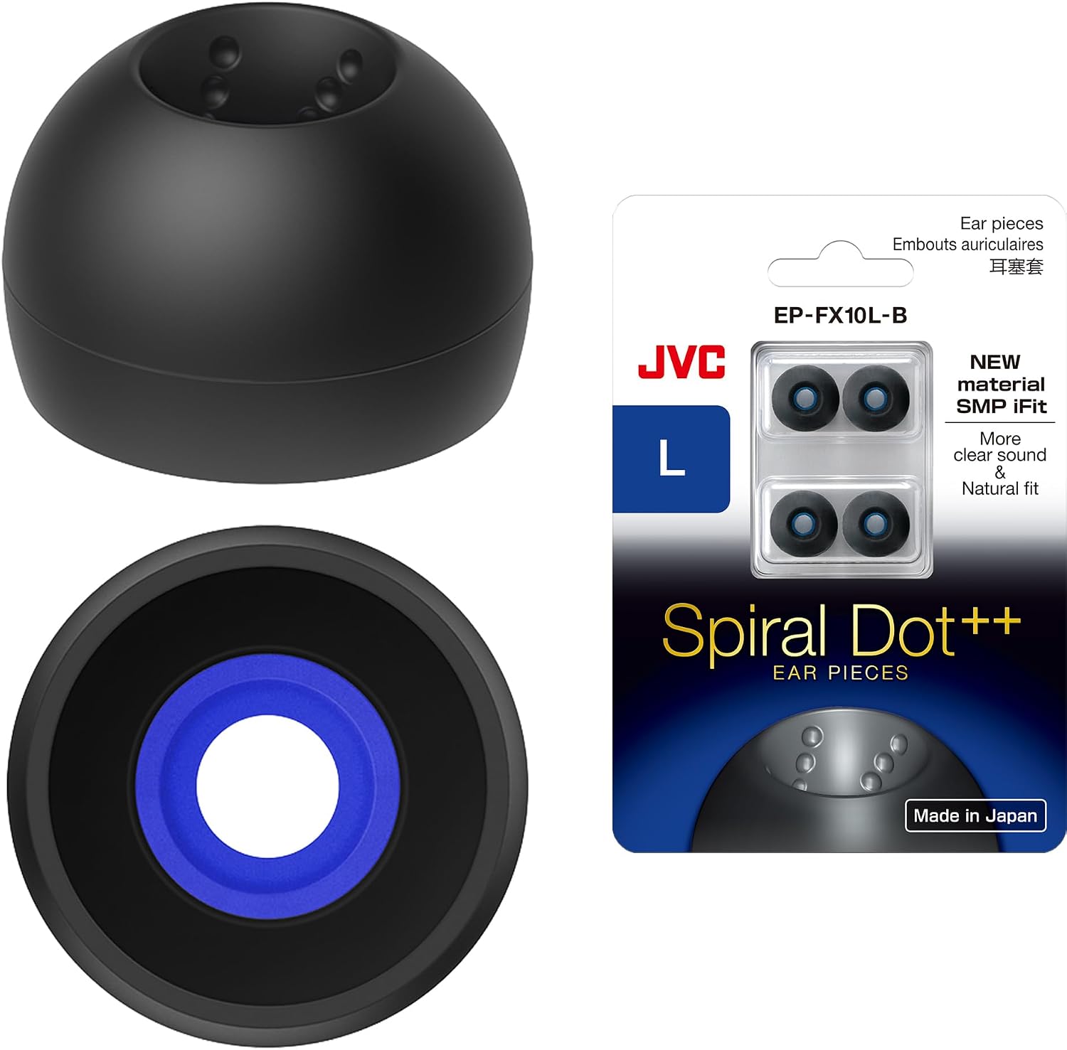 EP-FX10 Spiral Dot Kulaklık Seti (4) Kulak Ucu Seti, Küçükten Büyüğe Kadar Boyutlar, Birçok Modeline Uyar (Büyük) Siyah
