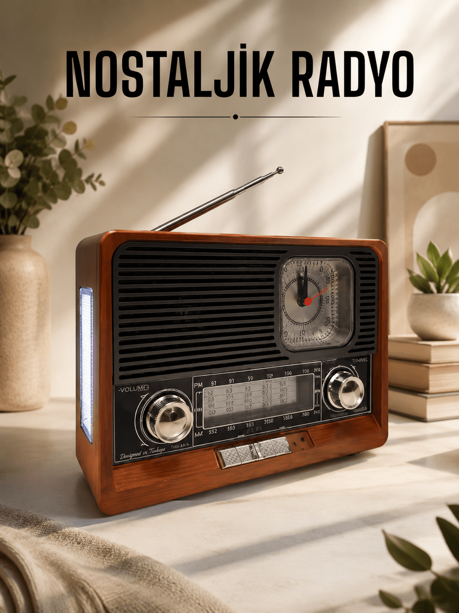 Nostaljik Radyo USB,AUX Ve SD Kart Girişli Bluetooth Bağlantılı