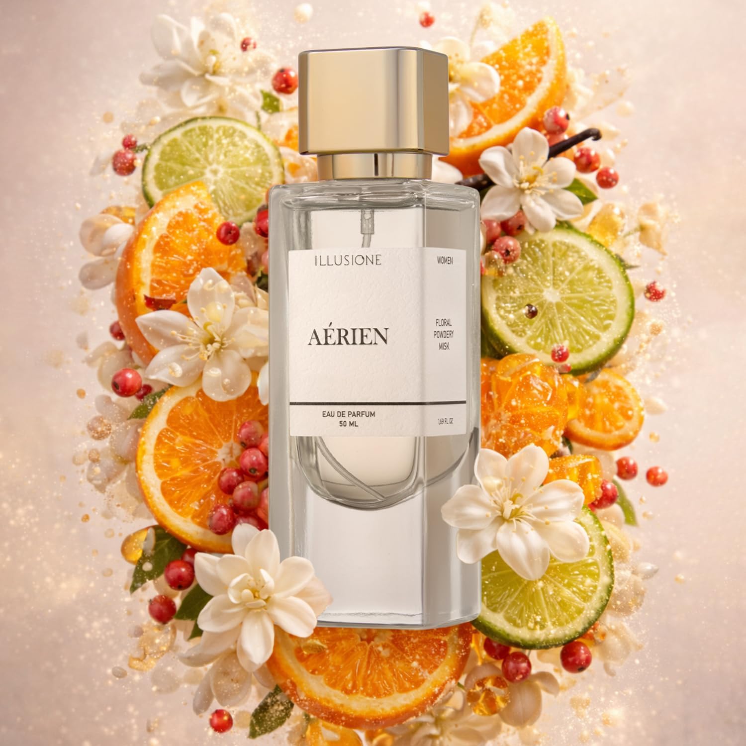 Aérien EDP Kadın Parfüm 50ml | Çiçeksi-Pudralı-Misk | Melek Otu, Sümbülteber, Amber, Vanilya
