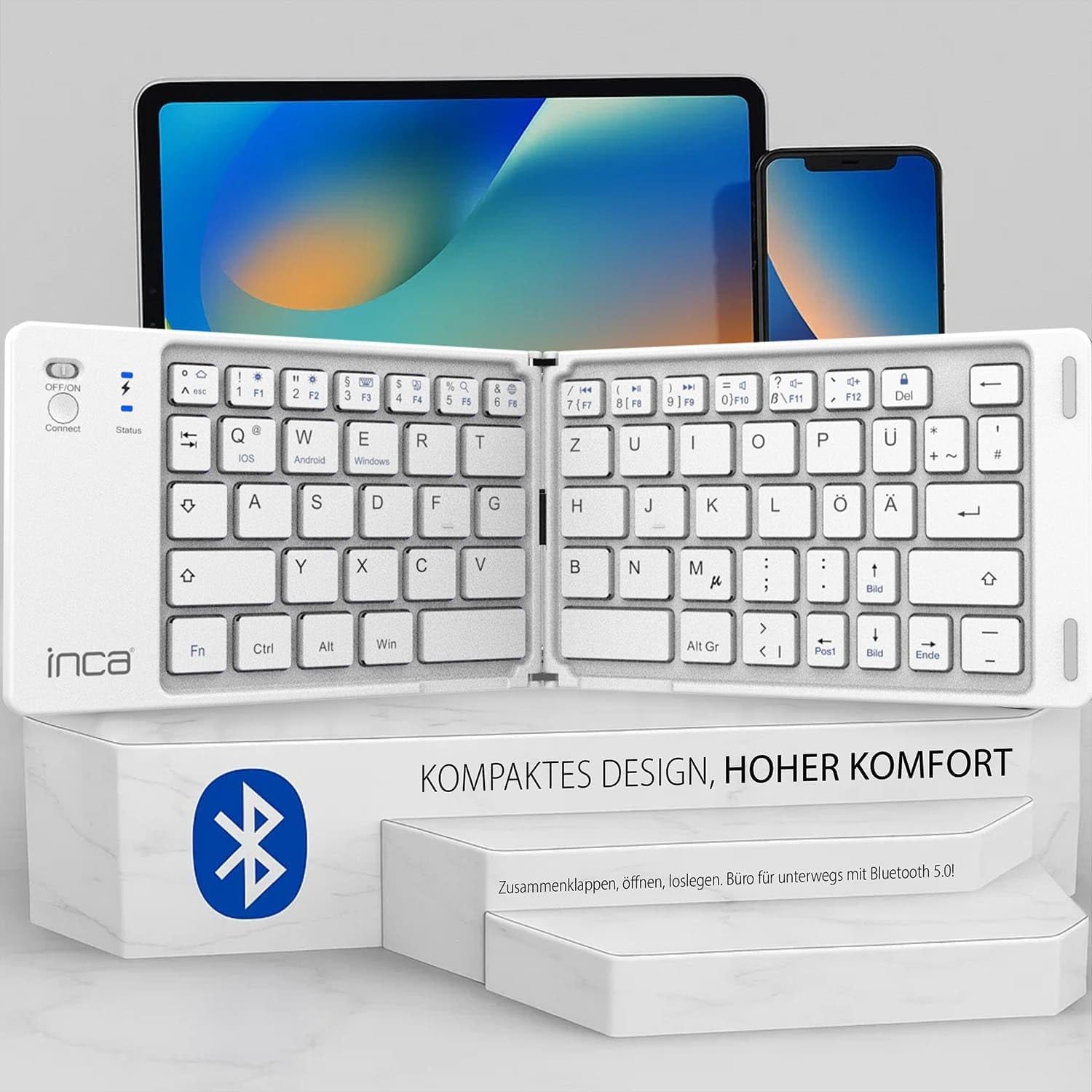 IBK-580BT Katlanabilir Bluetooth Klavye | Sessiz 67 Tuş Mini Taşınabilir iOS/Android/Windows Uyumlu